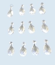Set of 12 Crystal Chandelier Prisms 2.75  Teardrop w/ Octagon Bead