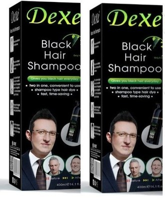 2 pack Dexe Instant Black Hair Dye Shampoo,  For Women & Men, 400 ML