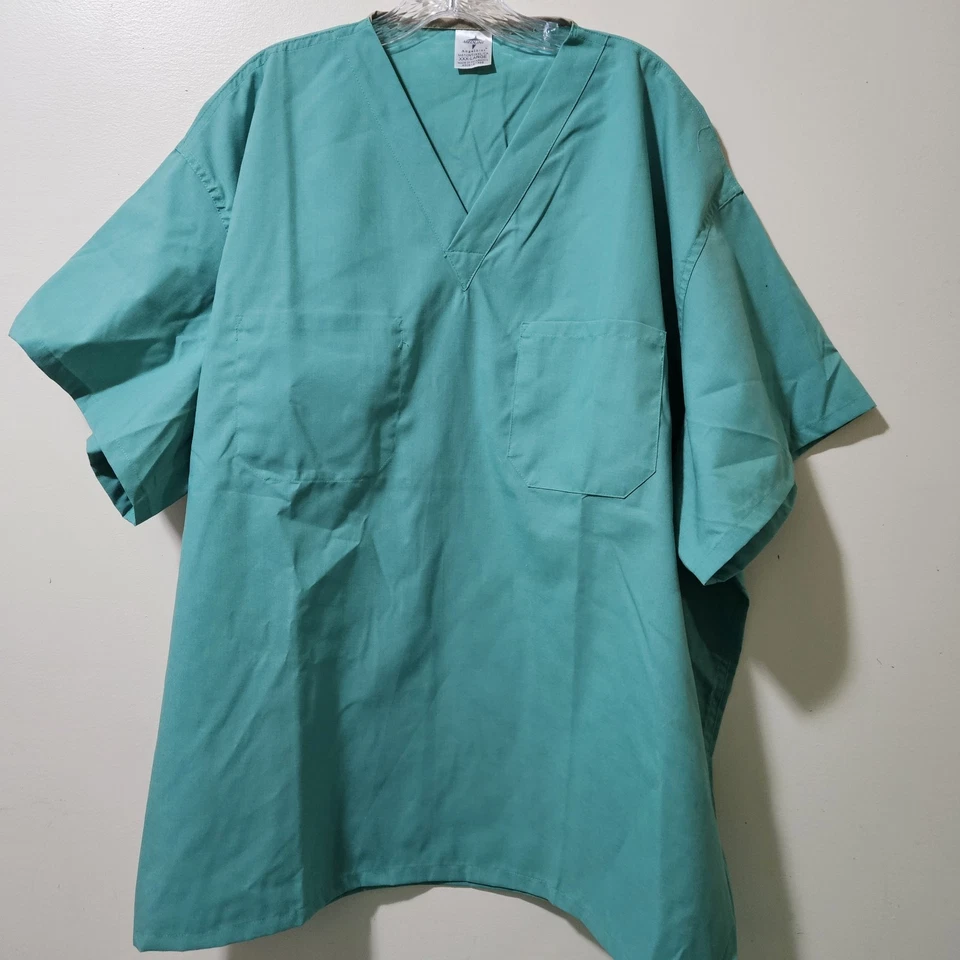 Lote 6 Blusa Médica Medline Angelstat Unisex Reversible Cuello en V Talla 3XL Verde Foto 2 de 4