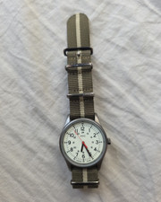 MDC Stainless Steel Analogue Watch,Illuminous Dial, NATO Strap Greenish