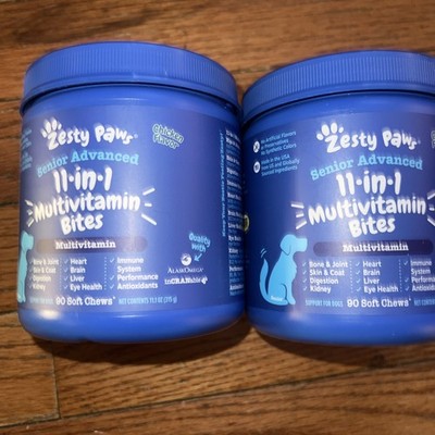 LOT OF 2 Zesty Paws Senior 11 in 1 Multivitamin Bites Dogs 180 EXP 10/2027