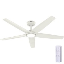 Hunter Fan 52 inch Fresh White Outdoor Ceiling Fan with LED Light and Remote