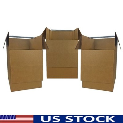 Shorty Wardrobe Boxes W/ Built-in Hanging Rod Easy Clothes Packing 3 Pack New