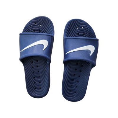Nike Kawa Shower Slide Sandals Mens8 Womens9 Navy Blue Excellent Swoosh Logo