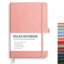 Lined Journal Notebook, 192 Numbered Pages, A5 Medium Size 5.7'' x 8.3'' , f...