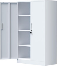 Metal Storage Cabinet with Locking Doors and Adjustable Shelves, 53.5-Inch Tall