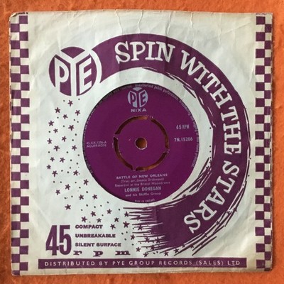 Lonnie Donegan- Battle Of New Orleans- Darling Corey- Pye Records 7  1959