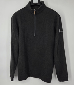 Straight Down 1/4 Zip Pullover Mens Medium Dark Gray Cotton Knit Heavyweight