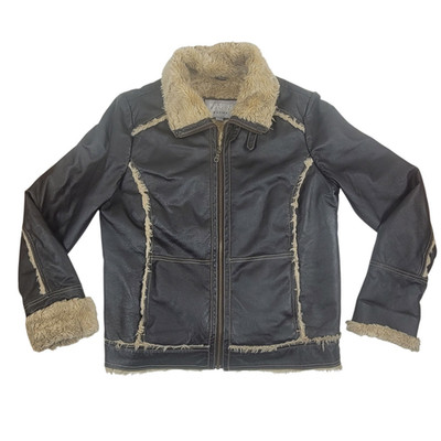 Vintage Wilsons Leather Maxima Women's Black Jacket Large Faux Fur Trim