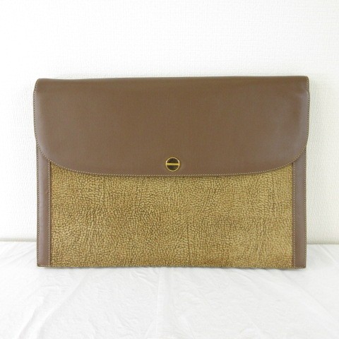 Burberry Brown Leather Clutch Bag Ladies Excellent Condition 15.6x10.4in