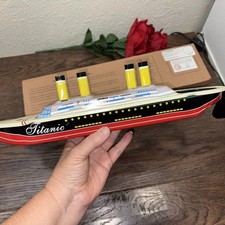 Vintage Titanic Tin Toy Pop Pop 1912 Steamship In Box By Tin Toy Arcade Floats