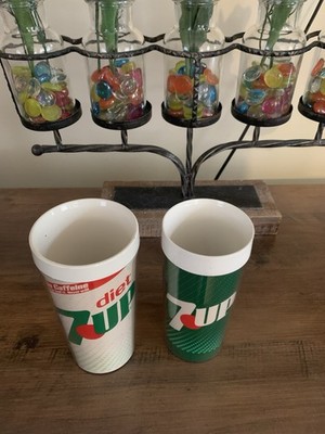 Vintage Thermo Serv Plastic 7UP No Caffeine Never Had It Never Will Tumbler Cup