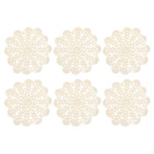 6Pcs Crocheted Cotton Doilies, 5.5" Lace Doilies Lace Placemats, Beige