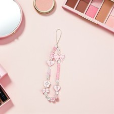 5pcs Phone Keychain: Girls Beaded Smartphone Strap Charm - Wrist Lanyard For