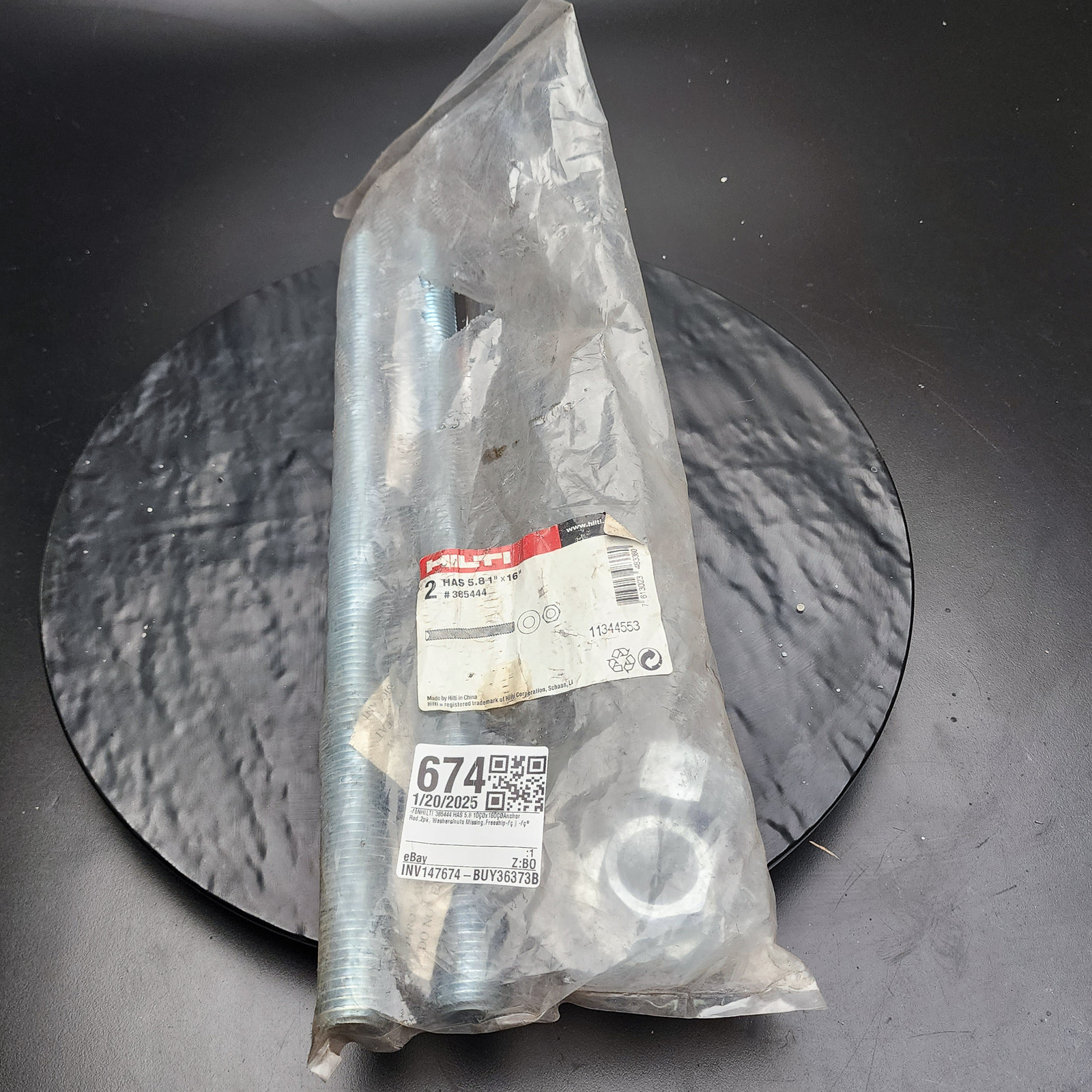 Hilti 385444 HAS 5.8 1x16 Anchor Rod, 2pk, Washers/Nuts Missing, Free Ship 🚚