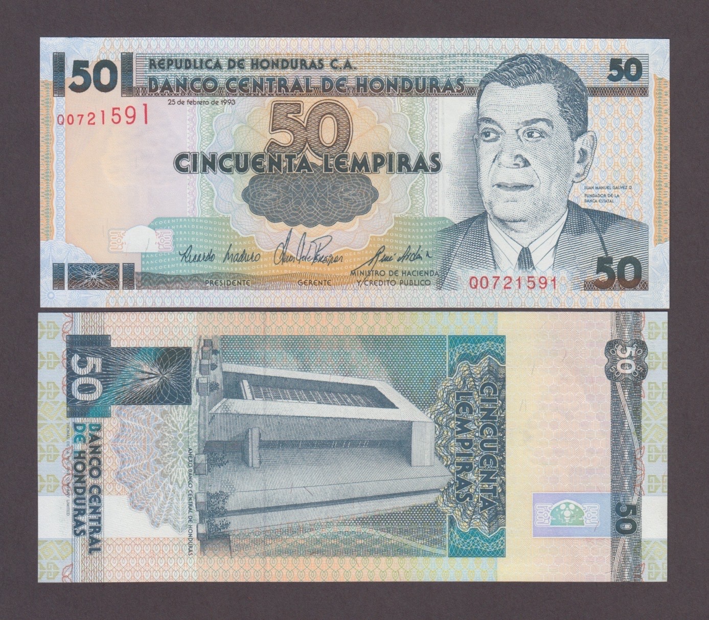 HONDURAS P.74  50 LEMPIRAS 25.2.1993 PFX /Q  UNC  WE COMBINE  2603