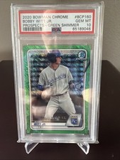 2020 Bowman Chrome Prospects Green Shimmer /99 Bobby Witt Jr. PSA 10 pop 19