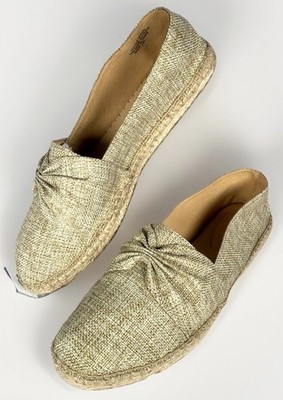 Talbots Womens Izzy Knot Linen Espadrilles Loafers Beige Slip On Shoes, 11 NEW!