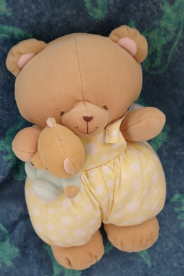 Vintage Forever Friends Teddybär mit Baby Gelb Fleckiger Anzug Plüschtier Plüsch