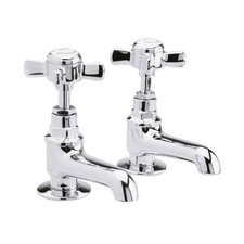 Nuie Beaumont Basin Taps Pair - Chrome - Traditional Bathroom Taps
