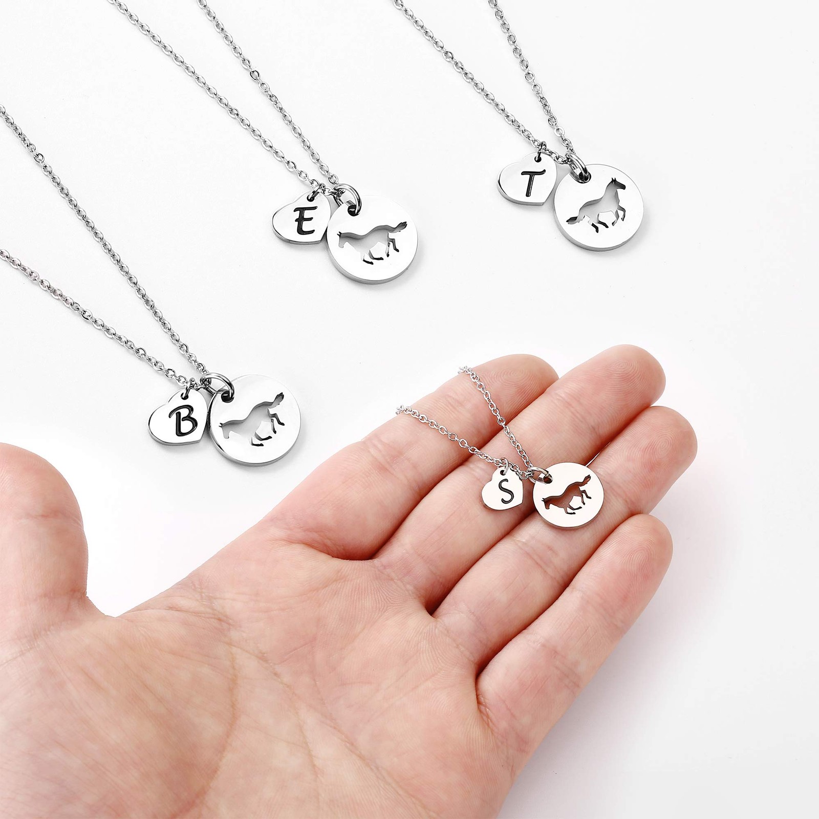 Horse Kid Jewelry, P Initial Letter Necklace Silver Color Horse Themed Gifts for