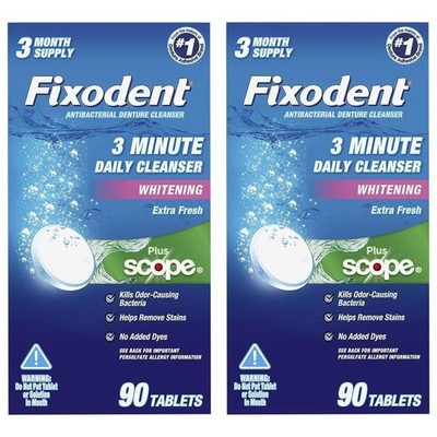 Fixodent 3 Minute Daily Cleanser Tablets Plus Scope 90 ct (Discontinued) 2 Pack