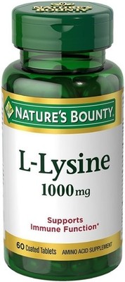 2 PACK Nature s Bounty L-LYSINE 1000mg 60 Tablets - Supports Immune Health