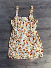 Lulus White Floral Sleeveless Mini Dress with Bow Tie Back, Women's XL