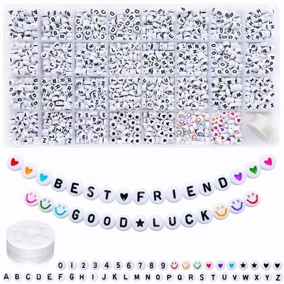 Amaney 1600pcs Acrylic Alpabet Letter Beads,31 Styles,Heart,Number,Star and S...