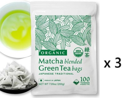 3x NAKANE TEA INC. Matcha Blend Japanese Green Tea Bags 100 Count