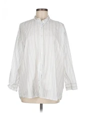 Olive and Oak Women White Long Sleeve Button-Down Shirt M