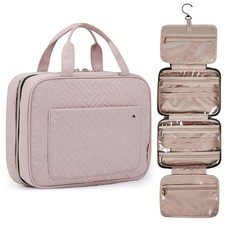 BAGSMART Toiletry Bag Travel with Hanging Hook, Medium, Baby Pink