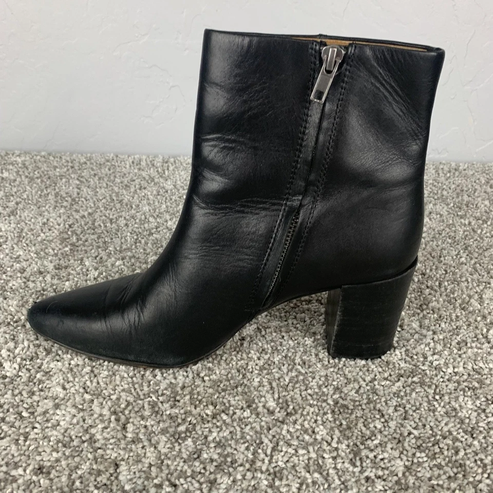 Madewell Botas Mujer Talla 8.5 Cuero Negro Tacón Bloque Cremallera al Tobillo Clásicas Otoño Foto 4 de 4