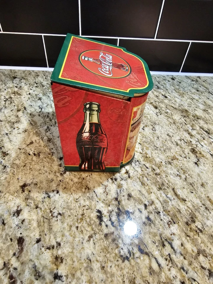 Vtg Tin Box Coke Coca Cola Storage Advertising Soda Fountain Hinge Lid Diner '96 - Image 4 of 4