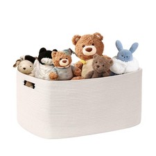 72L Large Woven Laundry Basket Hamper Handles White Storage Organizer Room