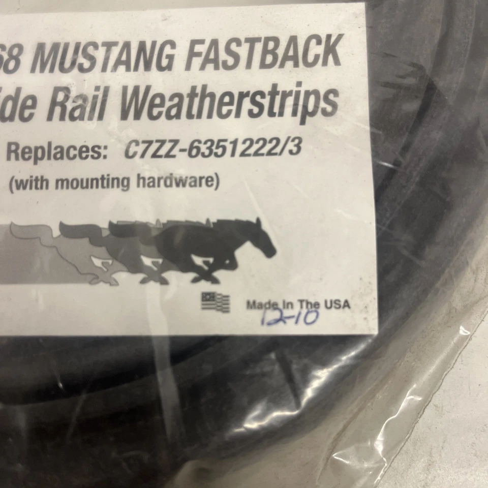 Mustang 1967-68 riel de techo bandas meteorológicas Fastback diestro nuevo Ford con licencia EE. UU. Foto 3 de 3