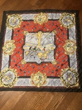 Vtg Equestrian Or Polo Scarf Horses 33  x 33  