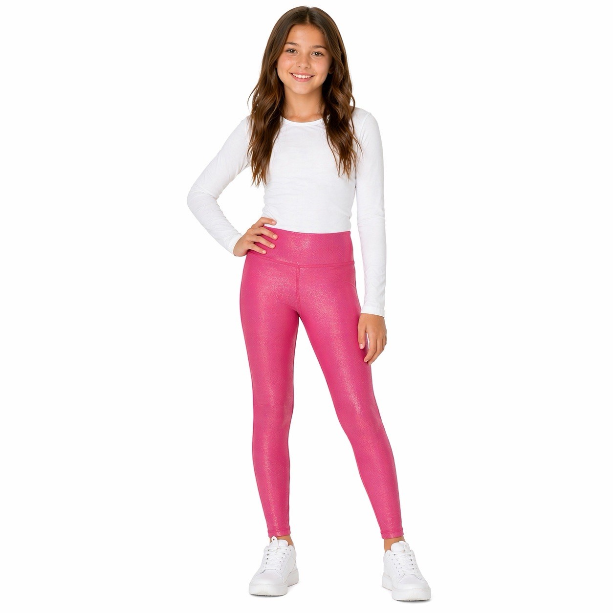 The Children’s Place Leggings Girls L 10/12 Pink Shimmer Stretch Slim Pants EUC