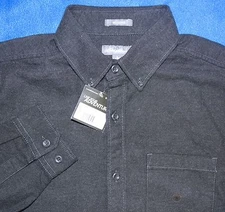 EDDIE BAUER MENS SHIRT NWT S  CHARCOAL GREY BRUSHED COTTON