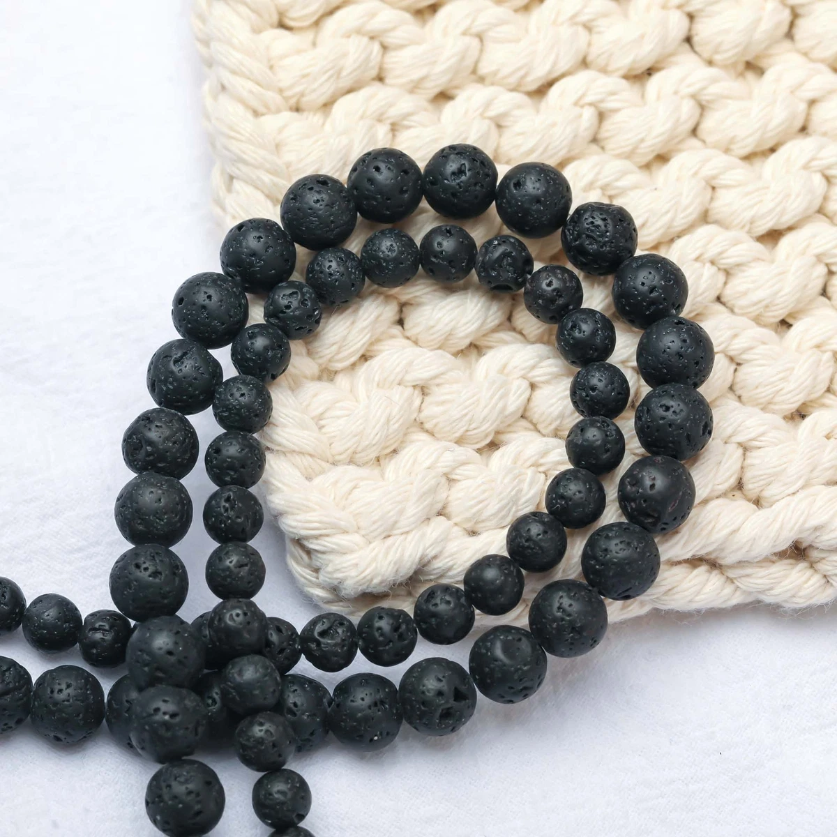 Black Lava Beads Natural Volcanic Rock Stone Beads For Jewelry