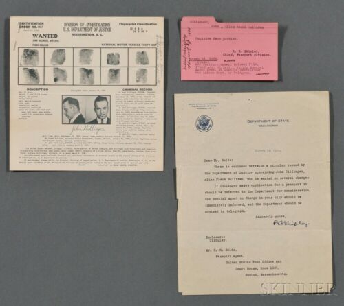 John Dillinger Original Wanted Poster May 1934 With Government Letter. - Photo 1 sur 4