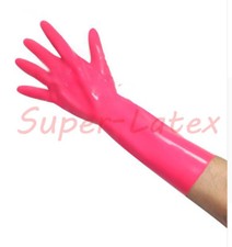 Pink Short Latex Gloves Latex Rubber Mixed Toe Wrist Gloves Fetish Costume
