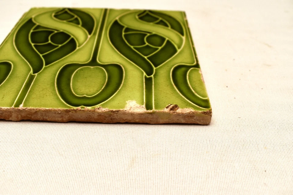 Azulejo de pared antiguo Minton Hollins & Co patrón de flor Stoke On Trent porcelana "47 Foto 4 de 4