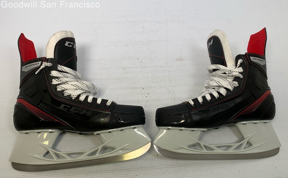 CCM Senior Jet Speed FT455 Lace Up Ice Hockey Skates Black White Size 9