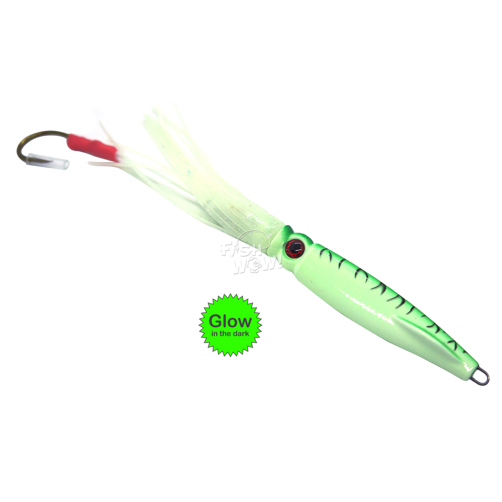 50pcs Fish WOW!® 100g 3D Swim Squid jig Fishing Vertical Jig Random Colors NEW - Image 3