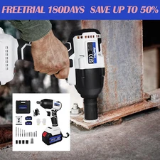 21V Cordless Impact Wrench 1/2" 420Nm High Torque Brushless Drill w/ 2 Batteries