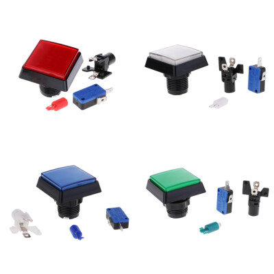 Arcade Push Button 12V LED Beleuchtet Mit Mikroschalter Für Arcade Spiel 5x5cm