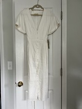 Gianni Bini White V Neck Fitted Dress Brand New with Tags