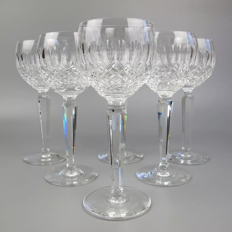 Waterford Kristall Colleen Gläser x 6. Hock Wein Champagner geschliffenes Glas 7 1/2" 20cl