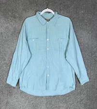 Scandia Woods Long Sleeve Button Up Shirt Mens Size XL Aqua Blue Cotton